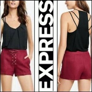 NEW! EXPRESS Flat Front Twill Lace Up Festival Shorts 10.